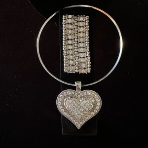 Rhinestone Pendant & Bracelet
